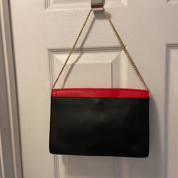 Milly Leopard, Red, and Black Leather Purse